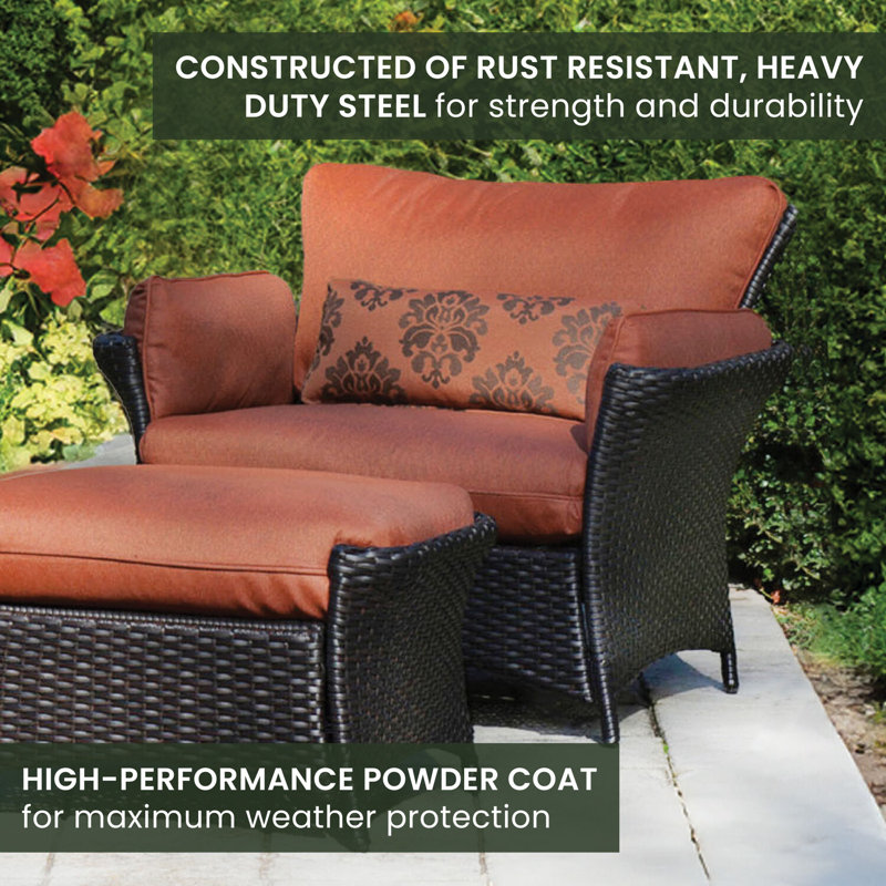 Darby Home Co Deaver 2 Piece Deep Seating Patio Chair with Cushions and Ottoman Reviews Wayfair